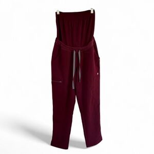 Figs Women’s Maternity Scrub Pants Technical Collection Maroon XS P Belly Panel